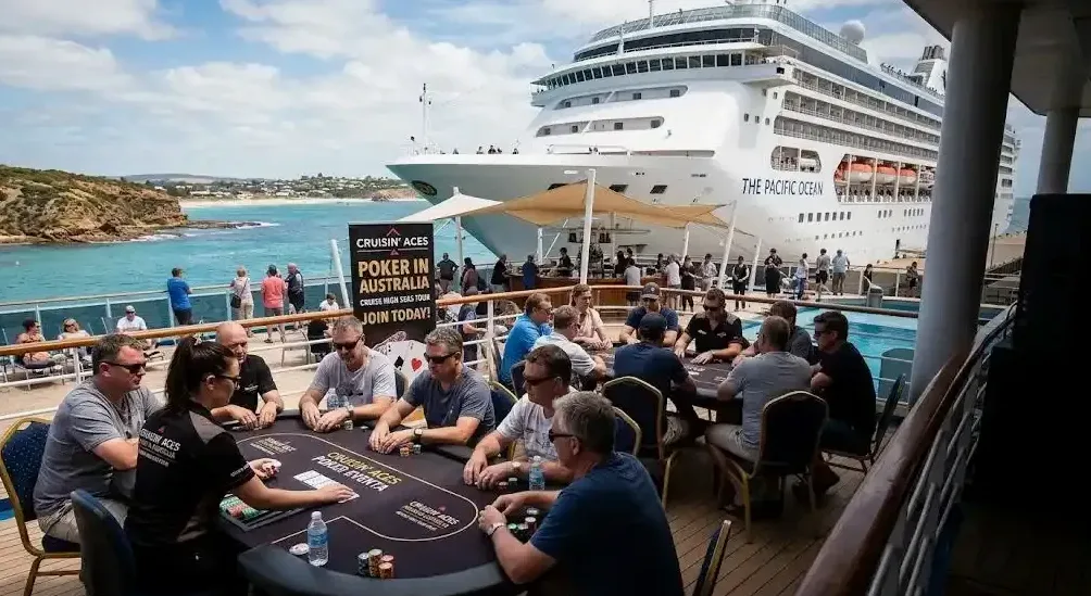 Corporate poker tournament on the casino deck